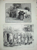Old Antique Print 1889 Montenegrin Emigrants Servia San Remo Flower Shop 19th