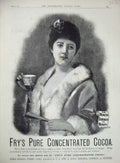 Original Old Antique Print 1889 Advertisment Fry'S Concentrated Cocoa Woman Cup