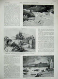 Original Old Antique Print 1896 Flooded Athens Piraeus Obelisk Phalerum Ilissus