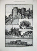 Old Antique Print 1895 Winchelsea Camber Castle Strand Gate Church Trees 19th
