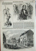 Old Antique Print 1856 Rugley Staffordshire Gladstone School Testimonial 19th