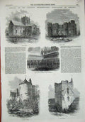Old Antique Print 1857 Lincoln Temple Bruer Somerton Castle Stow Church 19th