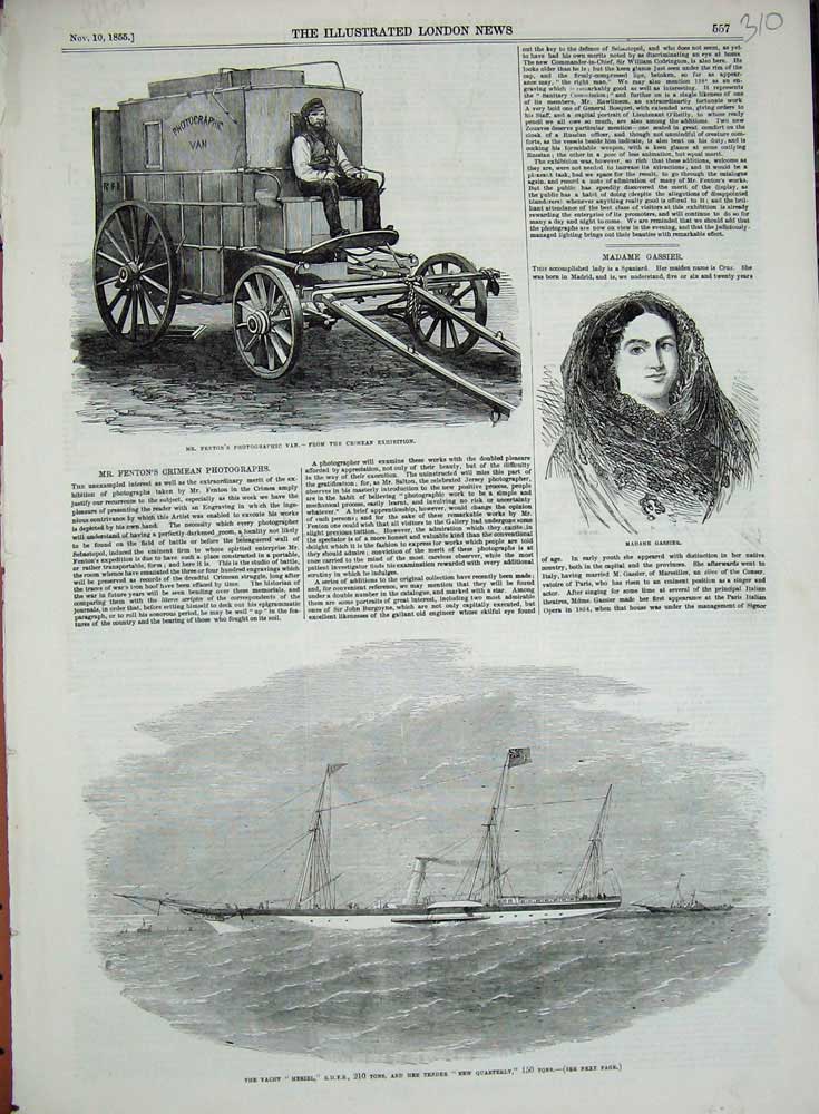 Old Antique Print 1855 Yacht Merriel Quarterly Ships Gassier Fenton'S Van 19th