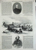 Antique Old Print *3508 1856 Colonel Colt Sleighing Boston Buchanan President