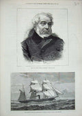 Old Antique Print 1879Baron Lionel Rothschild Peruvian Ship Independencia 19th