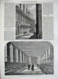 Original Old Antique Print 1862 Merchant Taylor'S School Cannon Street Suffolk