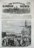 Antique Print *3509 1869 Embarkation Dockyard Workmen Emigrants Portsmouth