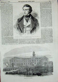 Original Old Antique Print 1855 Gun-Wharf Portsmouth Chancellor Exchequer Lewis