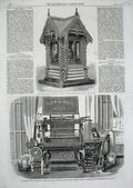 Old Antique Print 1862 Tuer Hall Power Loom Weaving Carpets Trophy Brush 19th