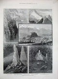 Old Antique Print 1887 Salburg Geiereek Mountains Austria Untersberg Art 19th