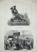 Old Antique Print 1878 Statue Deer Stalker Ingram Rotary Machine Papers 19th