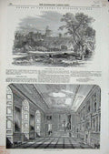 Old Antique Print Windsor Castle London 1847 Vandyck Room State Apartment 19th