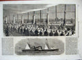Old Antique Print 1860 Banquet Crystal Palace Paxton Giraffe Glasgow Ship 19th