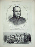 Old Antique Print 1882 Ernest Wilberforce Bishop Newcastle Dalton Student 19th