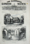 Original Old Antique Print 1871 Scott Centenary Lasswade Ashestiel Houses Farm