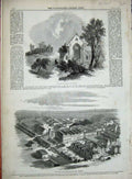 Original Old Antique Print 1859 Protestant Church Cannes France Spill'S Stepney