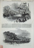 Old Antique Print 1847 Queen Scotland Dumbarton Castle Crinan Canal Boat 19th