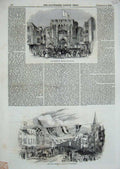 Original Old Antique Print 1843 Royal Procession Southampton Passage Bar Horses