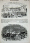 Old Antique Print 1855 Launch Ship Hogue Sunderland Steamer Azoff Clyde 19th