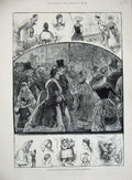 Antique Old Print *3510 1884 International Peasant Festival Royal Albert Hall