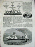 Old Antique Print 1858 Spanish Ship El Rey D.Jayme Peacock Bowsley Silver 19th