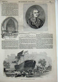 Antique Old Print 1854 Russell Mitford Chessington Church Shelbourne Ship 19th