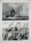 Old Antique Print 1872 Freedom City London Baroness Burdett Coutts Ships 19th
