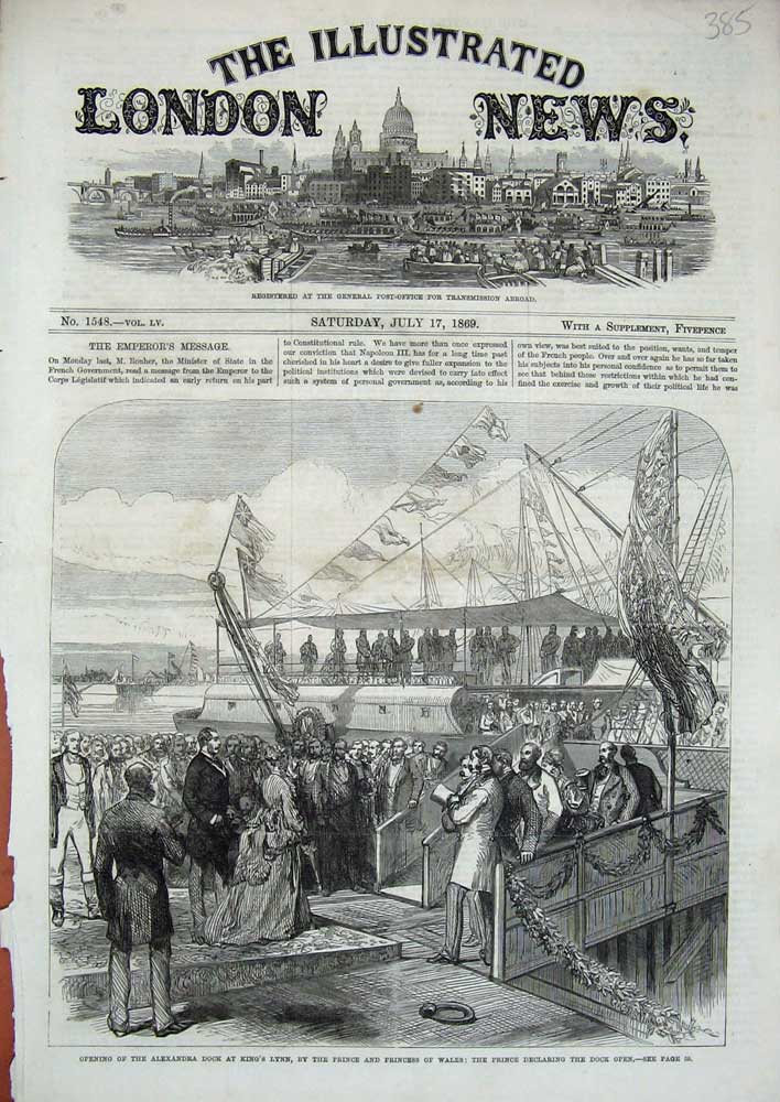 Antique Print *3511 1869 Alexandra Dock King'S Lynn Prince Wales Ships Art