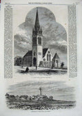 Antique Print *3512 1868 Peter'S Church Edinburgh Lighthouse Colaba Bombay