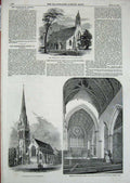 Original Old Antique Print 1852 Church Andrew Dover Glasgow Mary Magdalene 19th