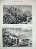 Old Antique Print 1882 Floods Tyrol Austrian Riflemen Railway Linz River 19th