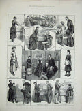 Old Antique Print 1884 Savage Club Scholarship Royal College Music Piano 19th