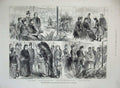 Old Antique Print 1887 Queen Show American Exhibition Sioux Chief Indians 19th