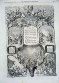 Original Old Antique Print 1860 Christmas Poem Children Caricature Victorian
