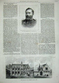 Original Old Antique Print 1880 Buildings Yorkshire College Leeds Heyland Sier