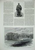 Original Old Antique Print 1881 Longleat Wiltshire Marquis Bath Statue Macleod