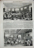 Original Old Antique Print 1853 Brook Street Ragged Industrial School Children