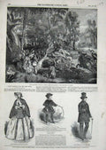 Old Antique Print 1850 Boar Hunting Sport Rubens Paris Fashion Women Men 19th