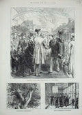 Old Antique Print 1876 King George Hanover Victoria Station Philadelphia 19th
