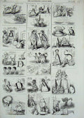 Original Old Antique Print 1857 Rebuses Charles Bennet Comedy Caricature 19th