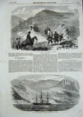 Old Antique Print 1855 Fire Ship Manilla Balaclava Nightingale Hospital 19th