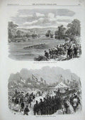 Original Old Antique Print 1869 Regatta Boats Henley-On-Thames Southwark Park