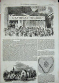 Old Antique Print 1857 School Effingham Mayor Salford Chain Plaistow Town 19th