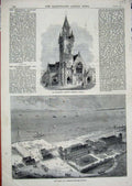 Old Antique Print 1871 Smithfield Martyrs Church Baths Southsea Assembly 19th
