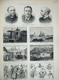 Old Antique Print Ferry Adamson Scott Men 1887 Canal Suez Canal Pretoria 19th