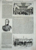 Original Old Antique Print 1843 Cathcart Prince Albert King'S College Telegraph