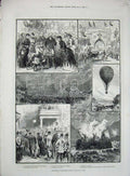 Old Antique Print Bradford 1882 Triumphal Arch Balloon Lister Park Prince 19th