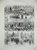 Old Antique Print 1892 Prince Wales Bradford School Norman Tower Arches 19th