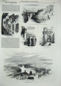 Original Old Antique Print 1865 Teo Sword Manufactory Tagus Puerta Del Sol 19th