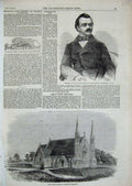 Old Antique Print 1858Christ Church Lancaster Professor Frikeli Physician 19th